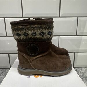 Clarks Snugglehug Girls Toddler Mushroom Brown Boots 4.5‎ Winter Walking Infant
